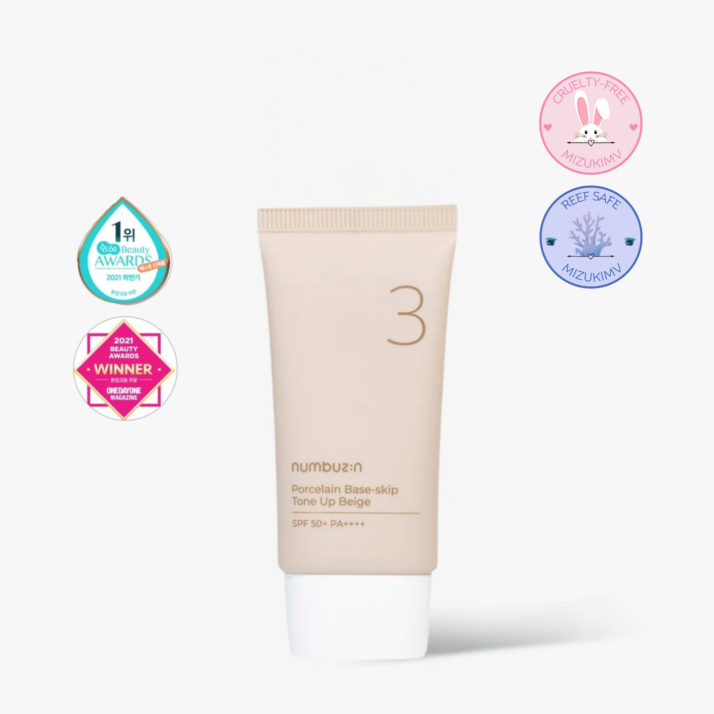 NUMBUZIN No.3 Porcelain Base-skip Tone Up Beige SPF 50+ PA++++